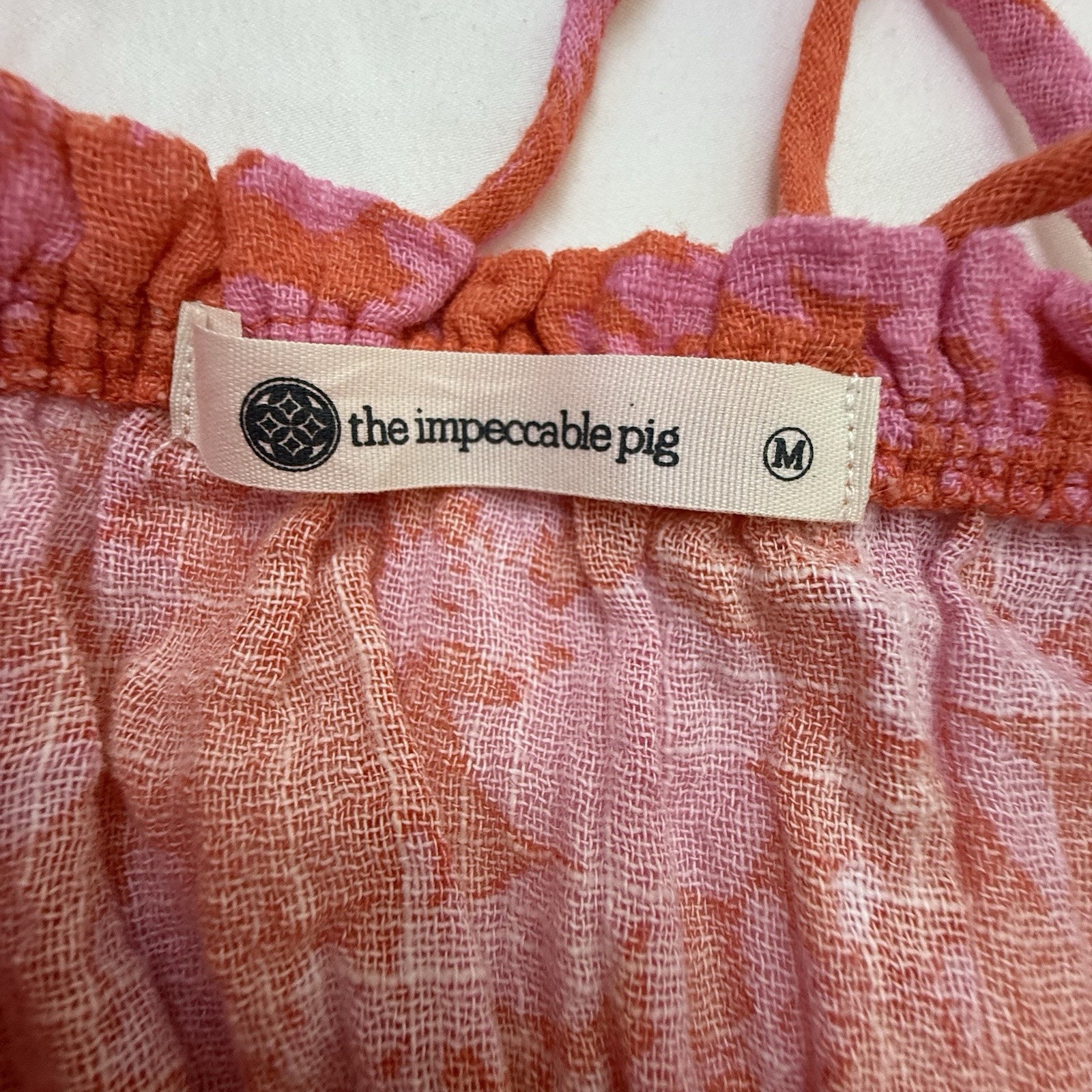 The Impeccable Pig Coral & Pink Floral Spaghetti Strap Sundress Coquette M Nwt — image 4 of 6